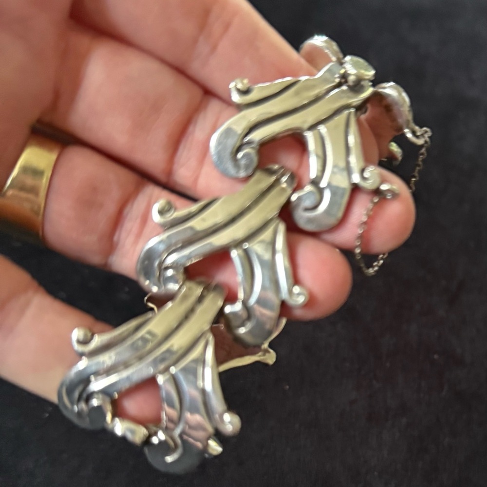 Stunning Signed Malia Taxco Mexico 925 Sterling Silver Panel Bracelet